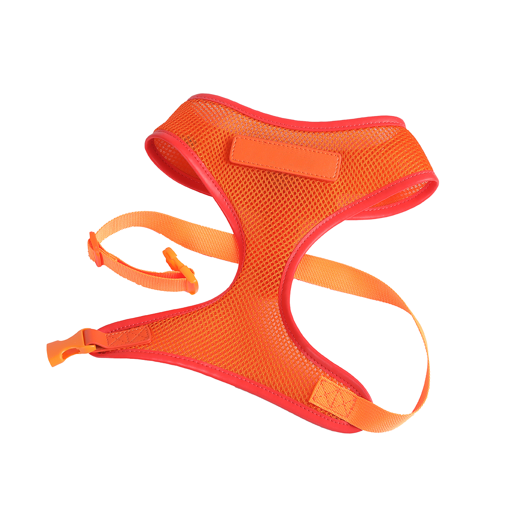 Orange Dog Harness with Red Trim - Adjustable Pet Vest for Small Medium Large Dogs - Perfect for Walking, Hiking & Outdoor Adventures
