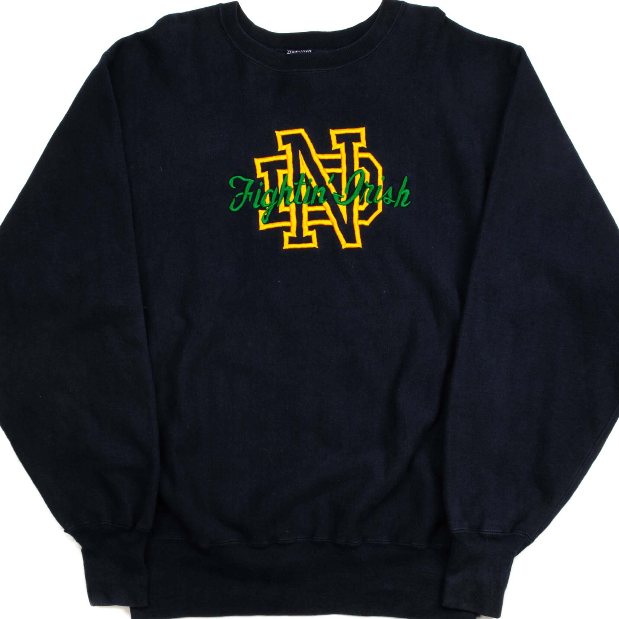Vintage Champion Reverse Weave Notre Dame Sweatshirt 1990s XL Made in USA - Retro College Apparel for Game Day & Casual Wear