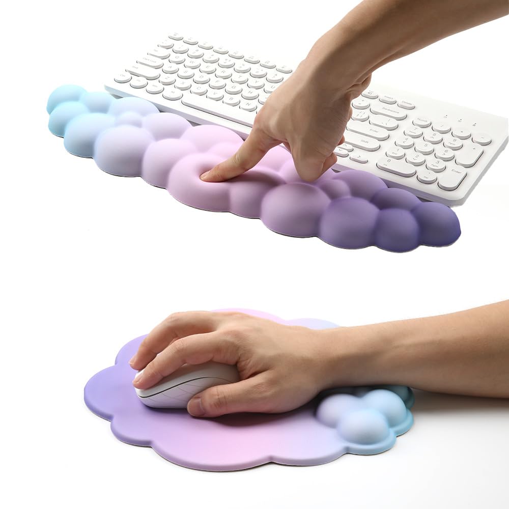 **Ergonomic Memory Foam Mouse Pad with Wrist Rest - Soft Silicone Rebound Desk Mat for Comfort & Wrist Pain Relief - Purple Haze Gaming & Office Computer Accessory (Perfect for Long Work & Gaming Sessions)**