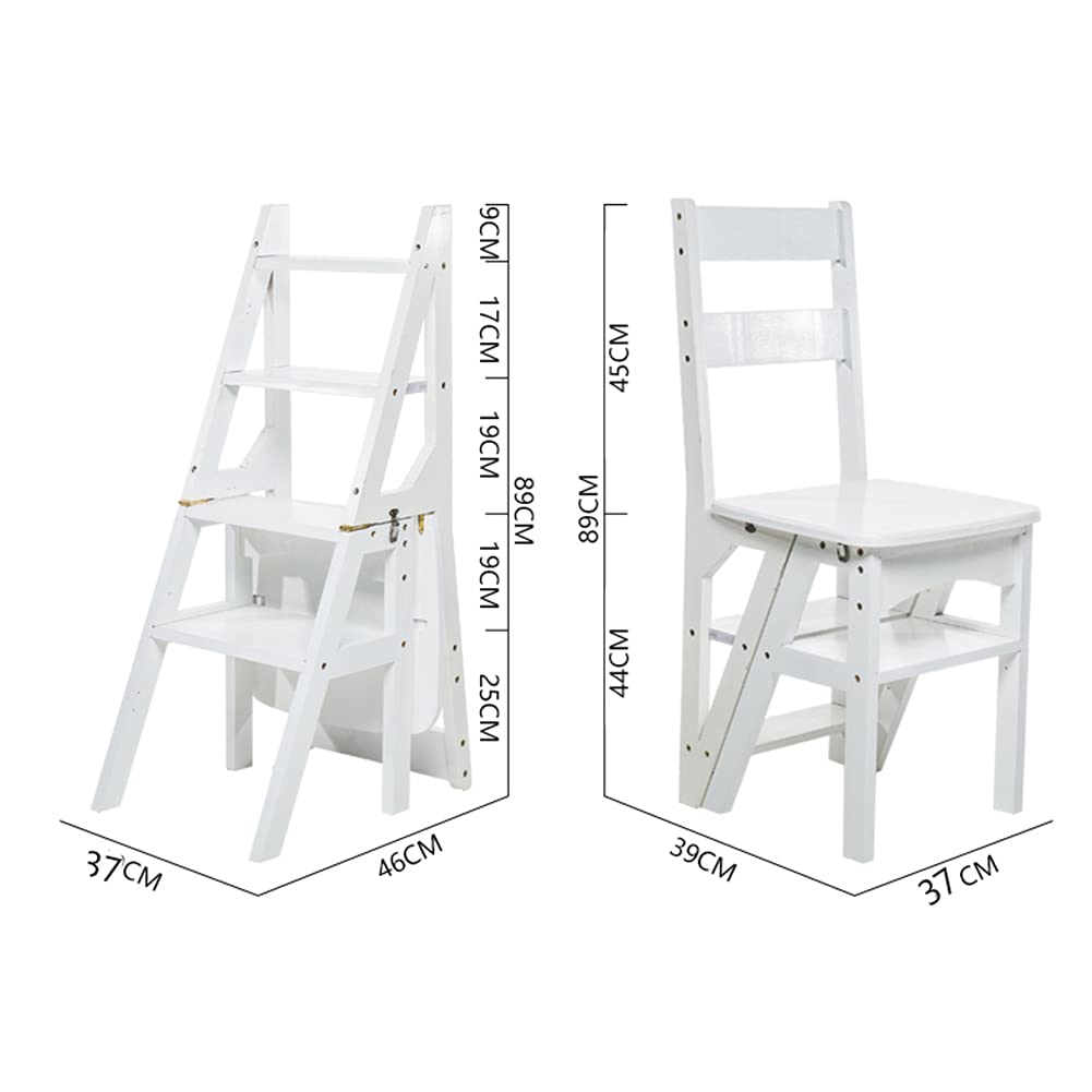 XHALERY 4-Step Wooden Folding Step Stool - Portable Kitchen Ladder, Shoe Bench & Flower Stand for Home, Office, and Garden Use