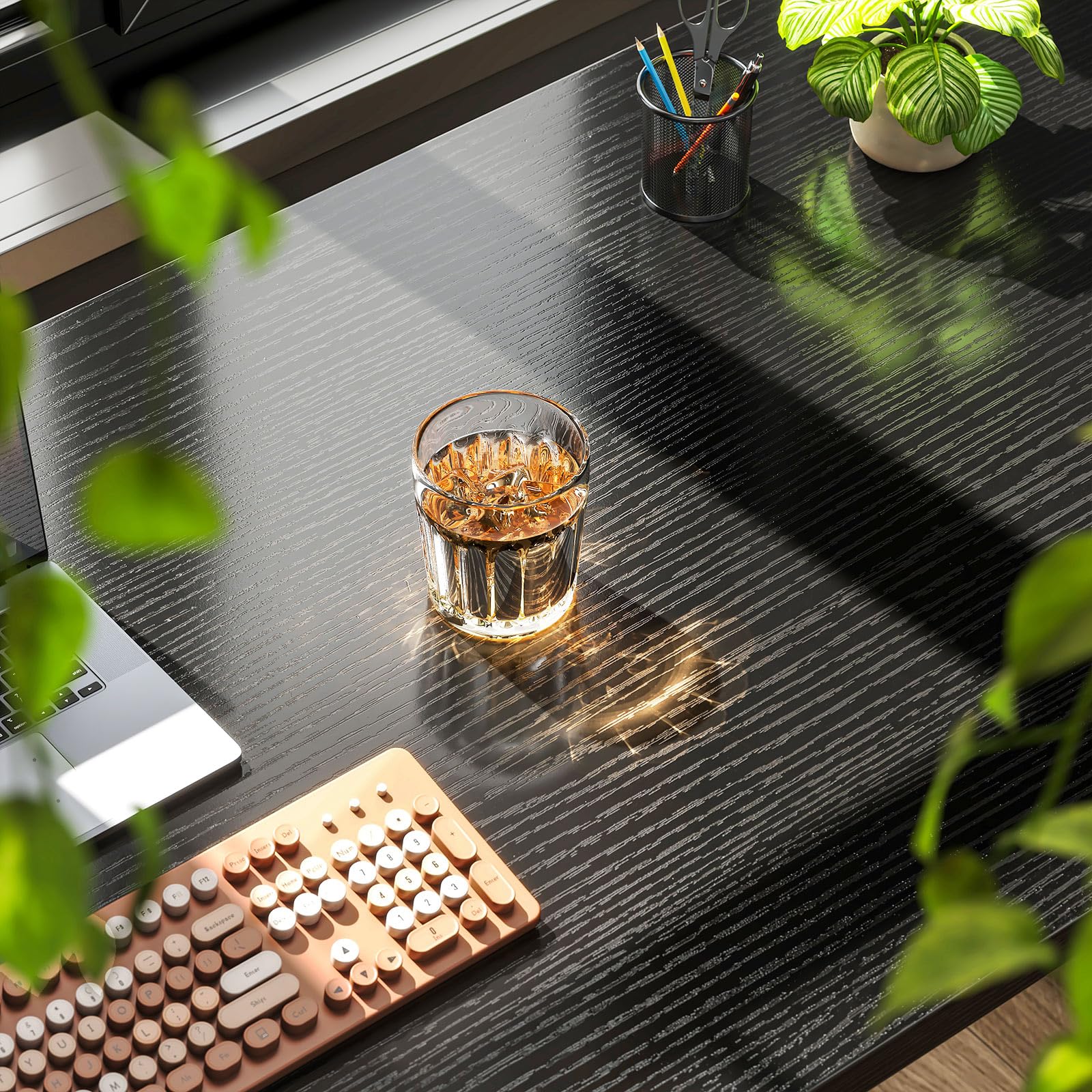 Coleshome 55 Inch Modern Simple Computer Desk - Home Office Desk, Study & Student Writing Desk in Black | Perfect for Remote Work, Online Classes & Small Spaces