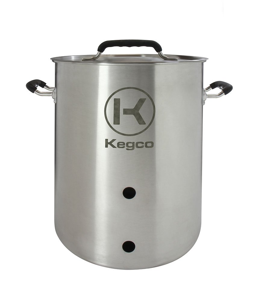 Kegco 6 Gallon Stainless Steel Home Brewing Kettle with Plug & 2-Piece Ball Valve - Perfect for Beer Making, Wort Boiling & Home Brewing