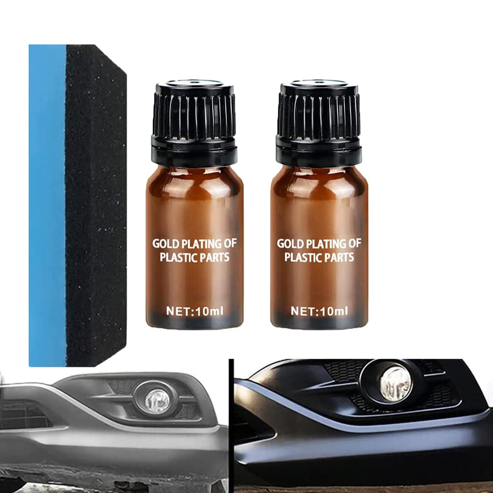 **Car Plastic Parts Restorer & Trim Refinisher - 2pcs 10ml Multi-Functional Car Exterior Cleaner & Renewal Agent | Perfect for Dashboard, Bumpers & Interior Trim Restoration**