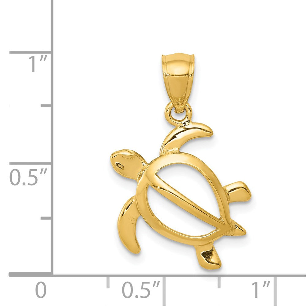 Elegant Gold Open Sea Turtle Pendant Necklace - Model D3435 | Perfect for Beach Vacations, Ocean-Themed Jewelry Gifts & Summer Fashion Accessories