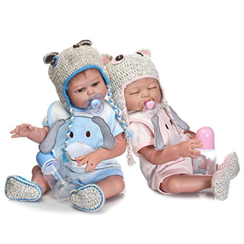 Anano 20 Inch Realistic Reborn Baby Dolls - Lifelike Silicone Twins Set (Boy & Girl) for Collectors, Gift Giving, Photography Props, and Nursery Decor