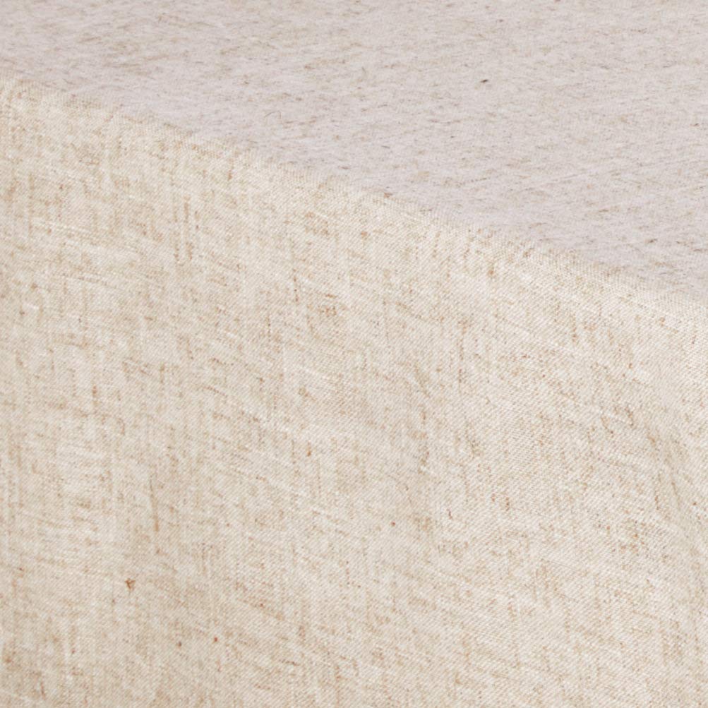 Fennco Styles Toscana Contemporary Hemstitched Linen Blend Tablecloth 65 x 180 Inches - Elegant Dining Table Cover for Dinner Parties, Weddings & Home Decor (Natural) | Perfect for Formal Events, Holiday Gatherings & Restaurant Settings