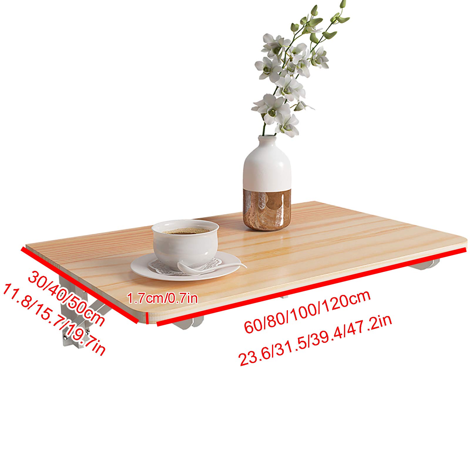 Foldable Wall-Mounted Drop Leaf Table - Space Saving Wooden Kitchen Dining & Home Office Desk with Storage Shelves | Perfect for Small Apartments, Studio Living, and Compact Workspaces