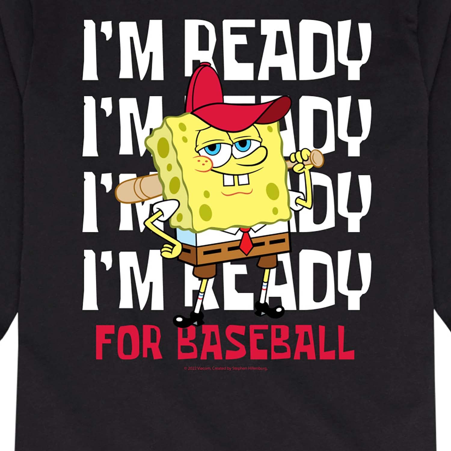 HYBRID APPAREL Spongebob Squarepants Baseball Graphic T-Shirt for Toddler & Youth - Long Sleeve Cotton Tee for Playground, School & Casual Wear