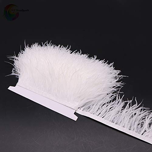 8-10cm Ostrich Feather Trim Fringe with Satin Ribbon for DIY Wedding Dresses, Party Decorations & Sewing Projects - Premium Blue Feathers for Bridal Gowns, Costumes & Home Decor