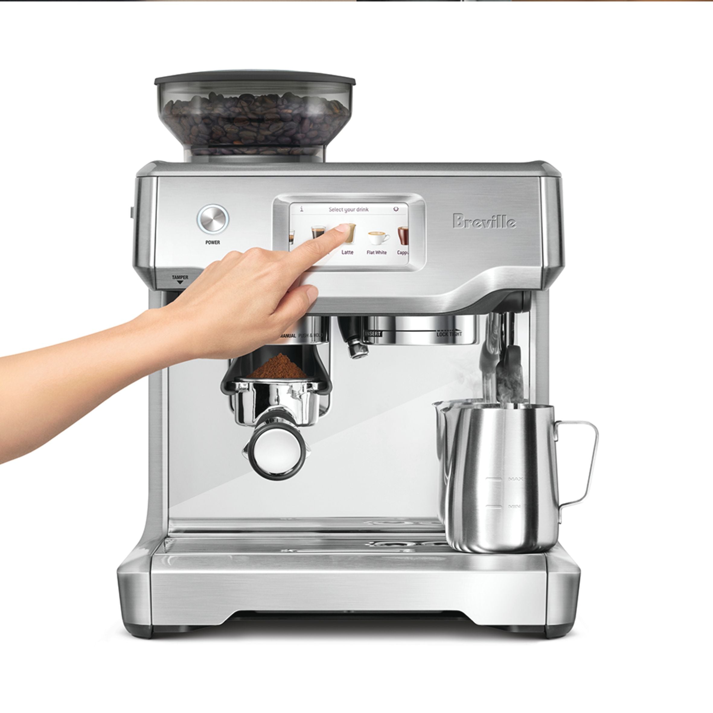 Breville Barista Touch BES880BSS Espresso Machine with Built-in Grinder - Stainless Steel, 67 oz Water Tank - Perfect for Home Baristas & Coffee Lovers (Use for Latte, Cappuccino, Americano)