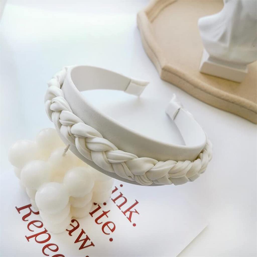 Boho Style Women's Wide Side Hand-Woven Braided Headband - Breathable Hair Accessories for Spring & Summer - One Size Adjustable Hair Band (Color D) - Perfect for Beach, Yoga, Running, Gym, and Everyday Fashion