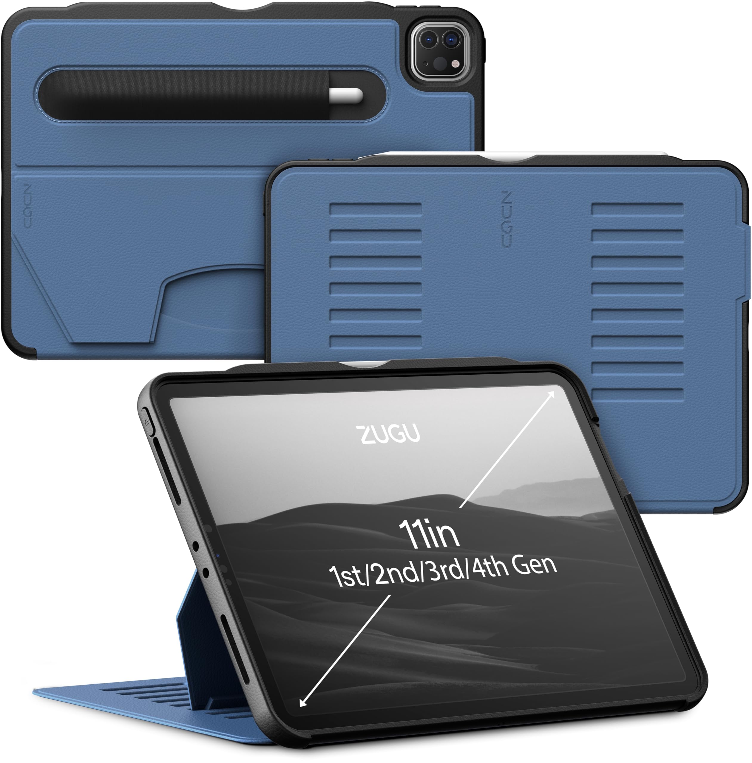 ZUGU iPad Pro 11 Inch Case (1st/2nd/3rd/4th Gen 2018-2022) - Slim Protective Cover with Wireless Apple Pencil Charging & Magnetic Stand | Sleep/Wake Function | Slate Blue | Perfect for Work, Travel & Home Use