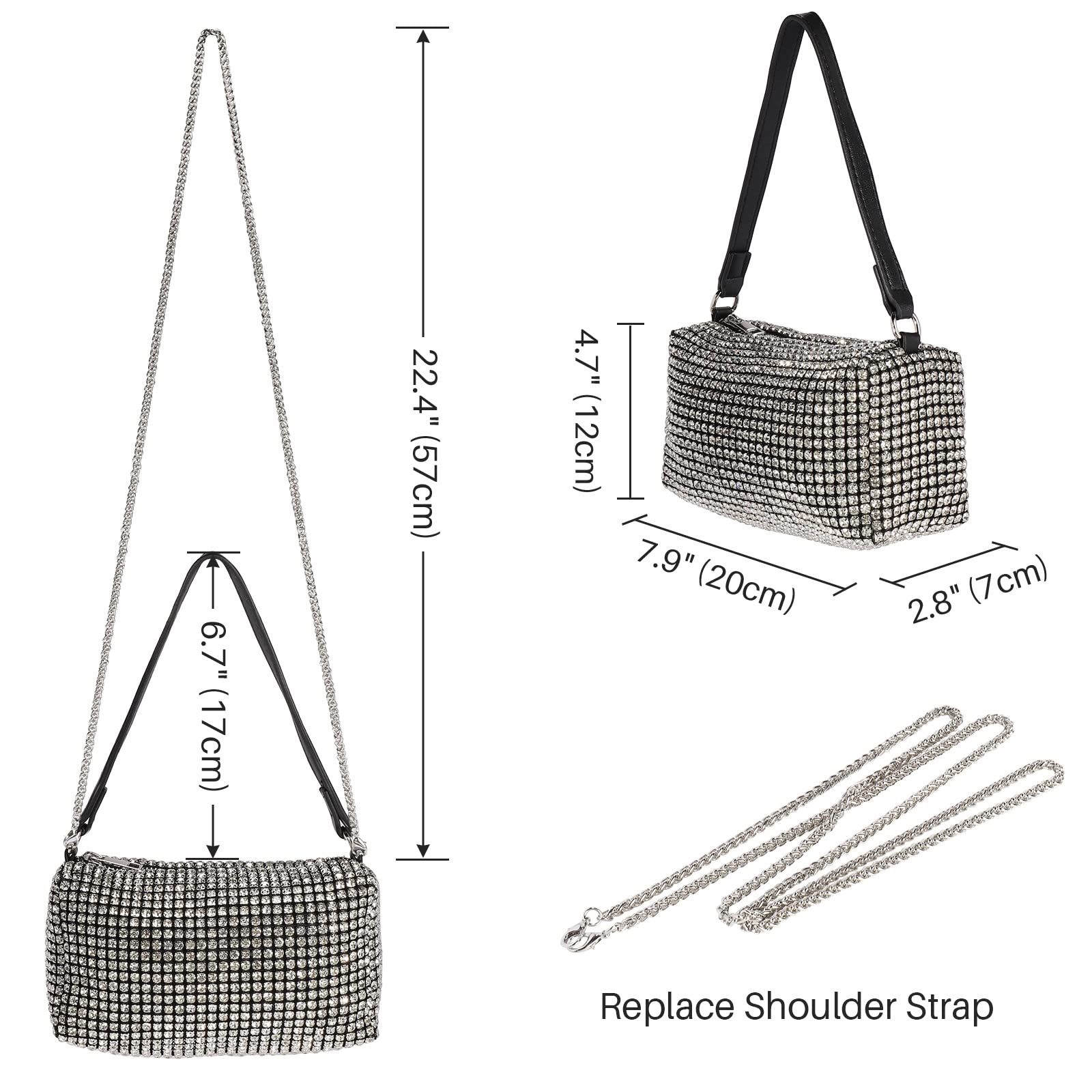 Sparkling Rhinestone Crossbody Bag for Women - Elegant Crystal Evening Clutch Purse with Shiny Bling Design for Wedding, Prom, Cocktail Party & Date Night | Perfect Luxury Accessory for Special Occasions
