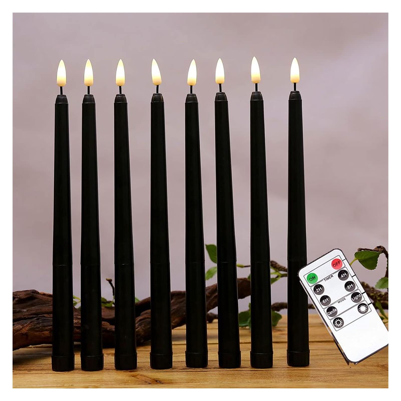 Remote Control LED Candles - Set of 6 Flameless Taper Candles with Flickering White Light, Battery Operated Fake Pillar Candles for Halloween Decor, Home, Wedding & Party Decoration