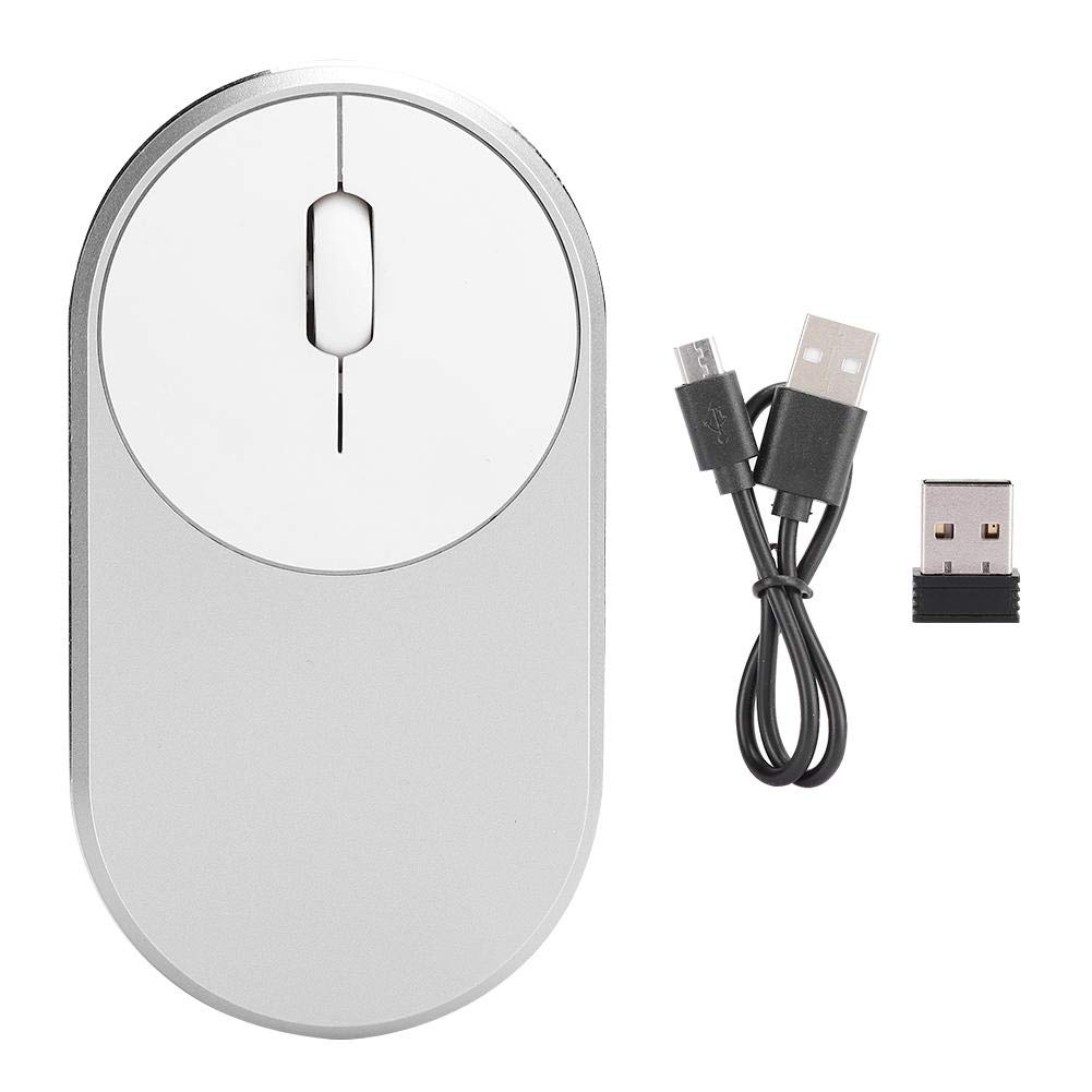 2.4GHz Wireless Mouse - Mini Portable 4 Button 1600 DPI Bluetooth Mouse, Ergonomic Rechargeable Silent Gaming Mouse for Laptop, PC, Office & Gaming (Silver) | Perfect for Work, Travel & Home Use
