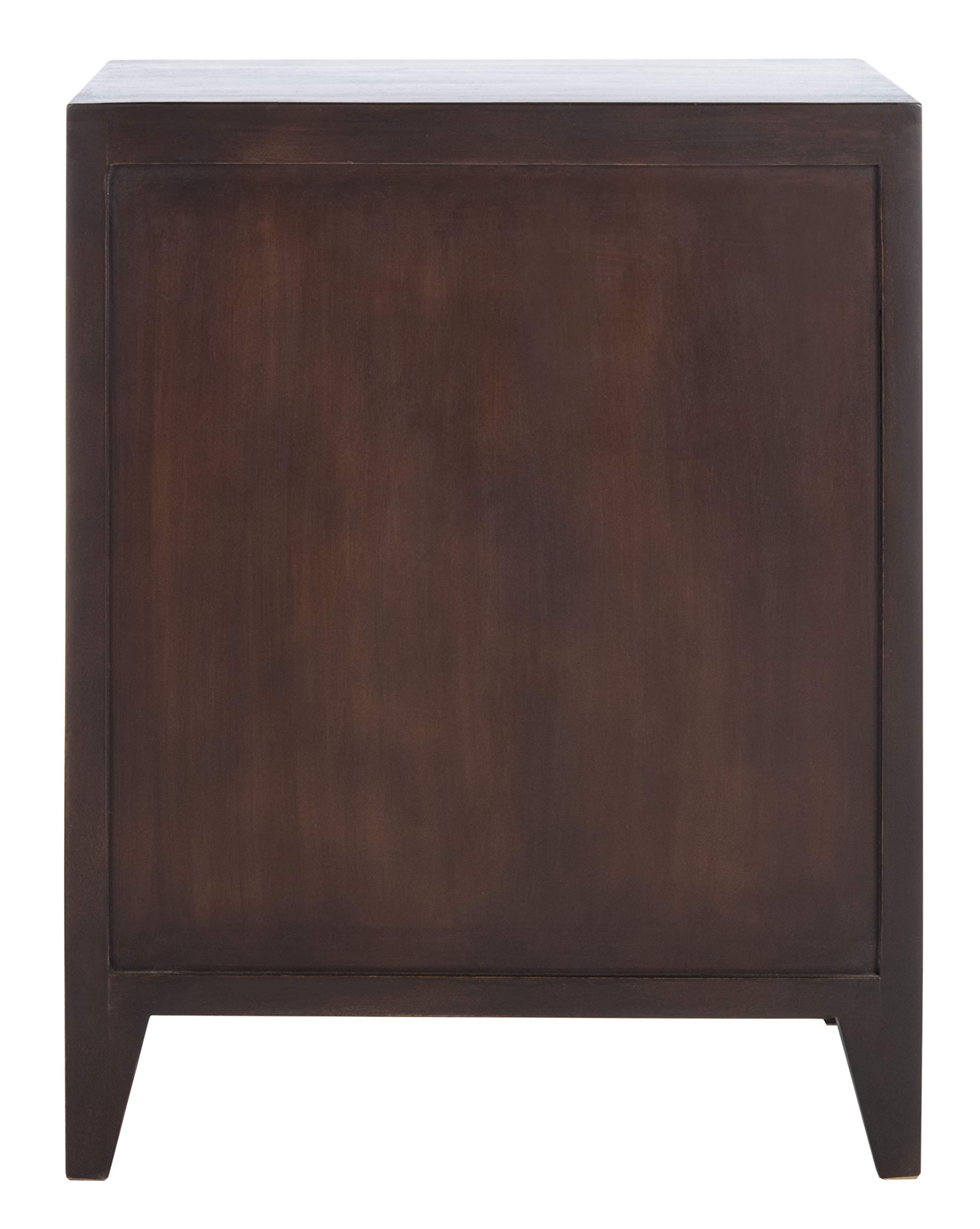 Safavieh Home Thea Brown 1-Door Carved Mandala Nightstand - Stylish Bedside Table for Bedroom Decor with Storage Shelf - Perfect for Small Spaces, Guest Rooms & Apartment Living