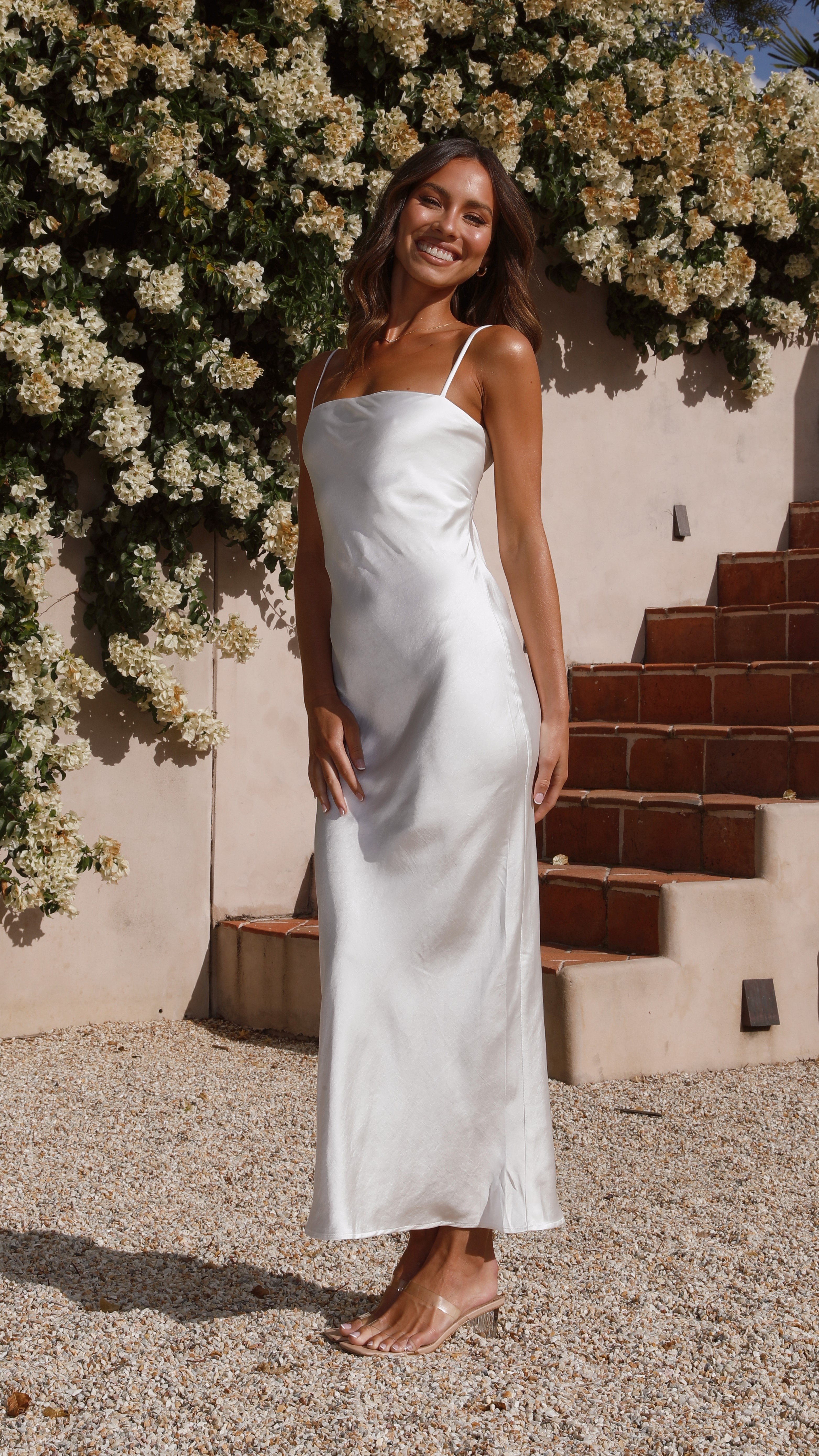Keira Maxi Dress with Pearl Embellishments - Elegant Long Flowy Dress for Women - Perfect for Weddings, Parties & Summer Outings