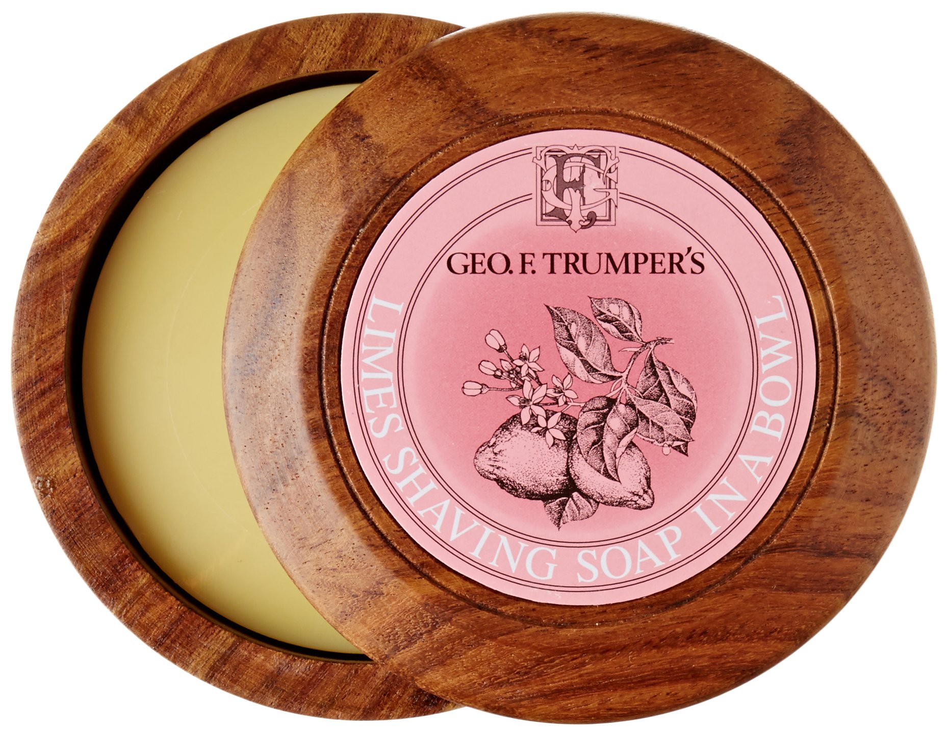 Geo F. Trumper Limes Shaving Soap in Wooden Bowl - Premium Men's Grooming Product for Sensitive Skin - Perfect for Classic Wet Shaving & Luxury Bathroom Decor