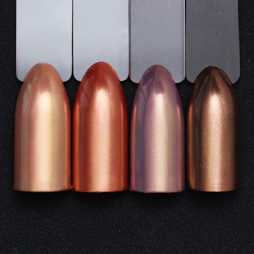 Shiny Mirror Pearl Orange Copper Chrome Nail Powder - Pigment Dust & Glitter for Nail Art DIY Decoration | Long-Lasting Metallic Finish for Salon, Home Manicure & Nail Extensions