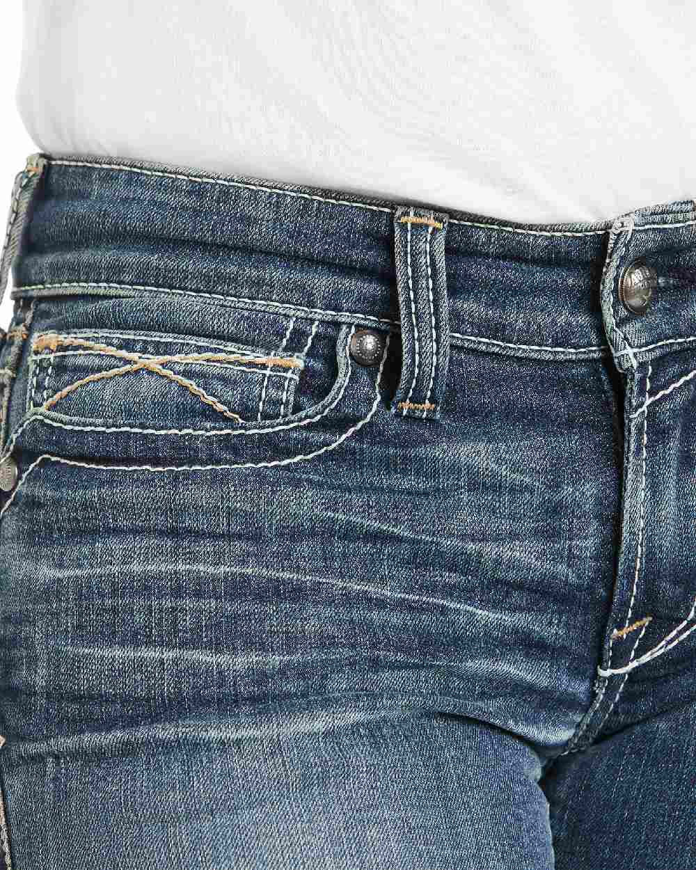Ariat Women's Real Mid Rise Stretch Whipstitch Boot Cut Jeans - Comfortable Western Denim Pants for Riding, Work & Casual Wear