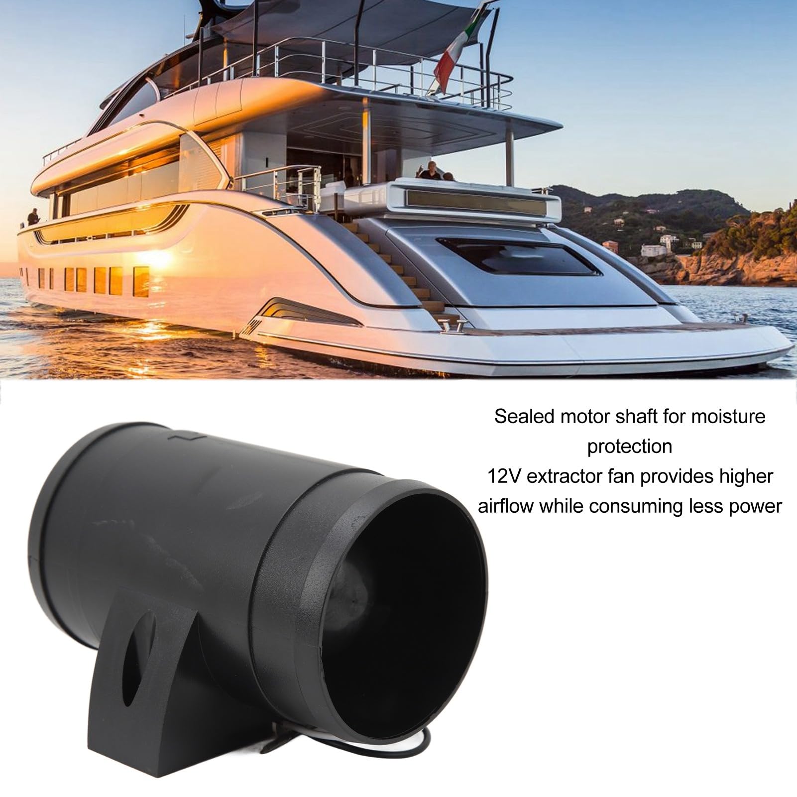 12V RV Ventilation Exhaust Fan - 3 Inch High Air Flow Inline Duct Fan with 5 Blades for Quiet Operation - Perfect for RV, Boat, Yacht & Tiny House Air Circulation