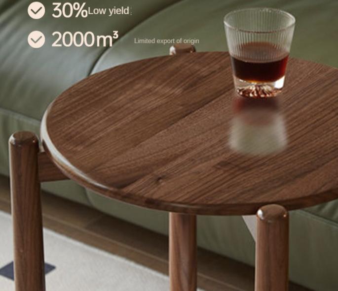 Black Walnut Solid Wood Round Side Table - Natural Wood End Table for Living Room, Bedroom, or Office - Perfect for Coffee, Books, and Decor