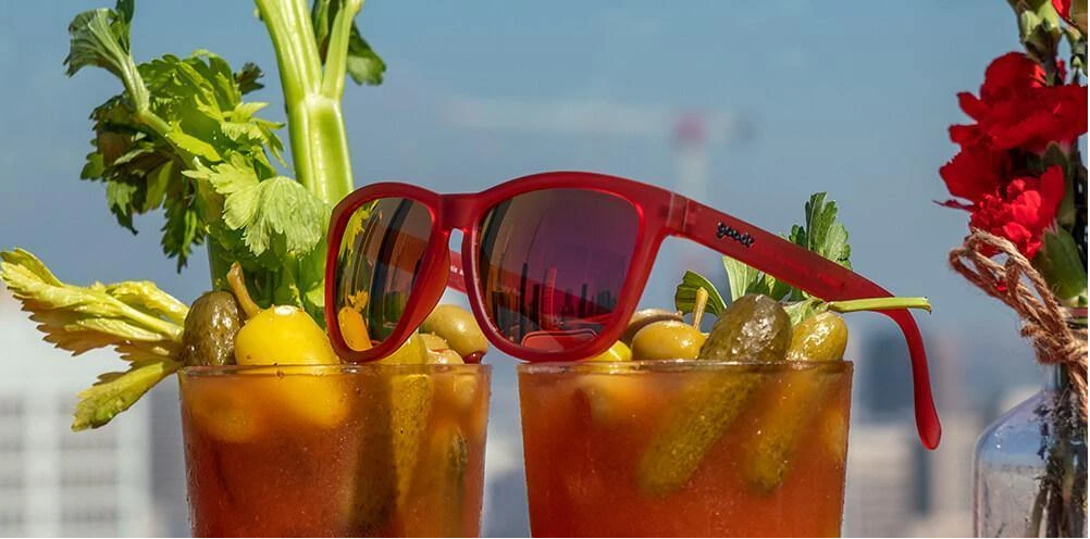 Goodr PHOENIX at a Bloody Mary Bar - Stylish & Lightweight Polarized Sunglasses for Running, Cycling & Outdoor Activities - UV Protection & Comfort Fit for Men & Women