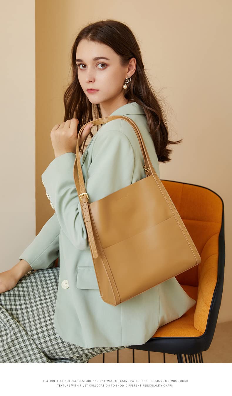 Genuine Leather Bucket Bag for Women - Stylish Tote & Shoulder Purse for Daily Use
