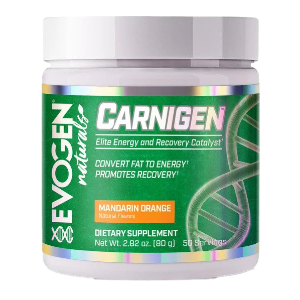 Evogen Carnigen Naturals Mandarin Orange Flavored Pre-Workout Supplement - 80g Powder for Energy & Focus - Ideal for Gym, Fitness & Athletic Performance