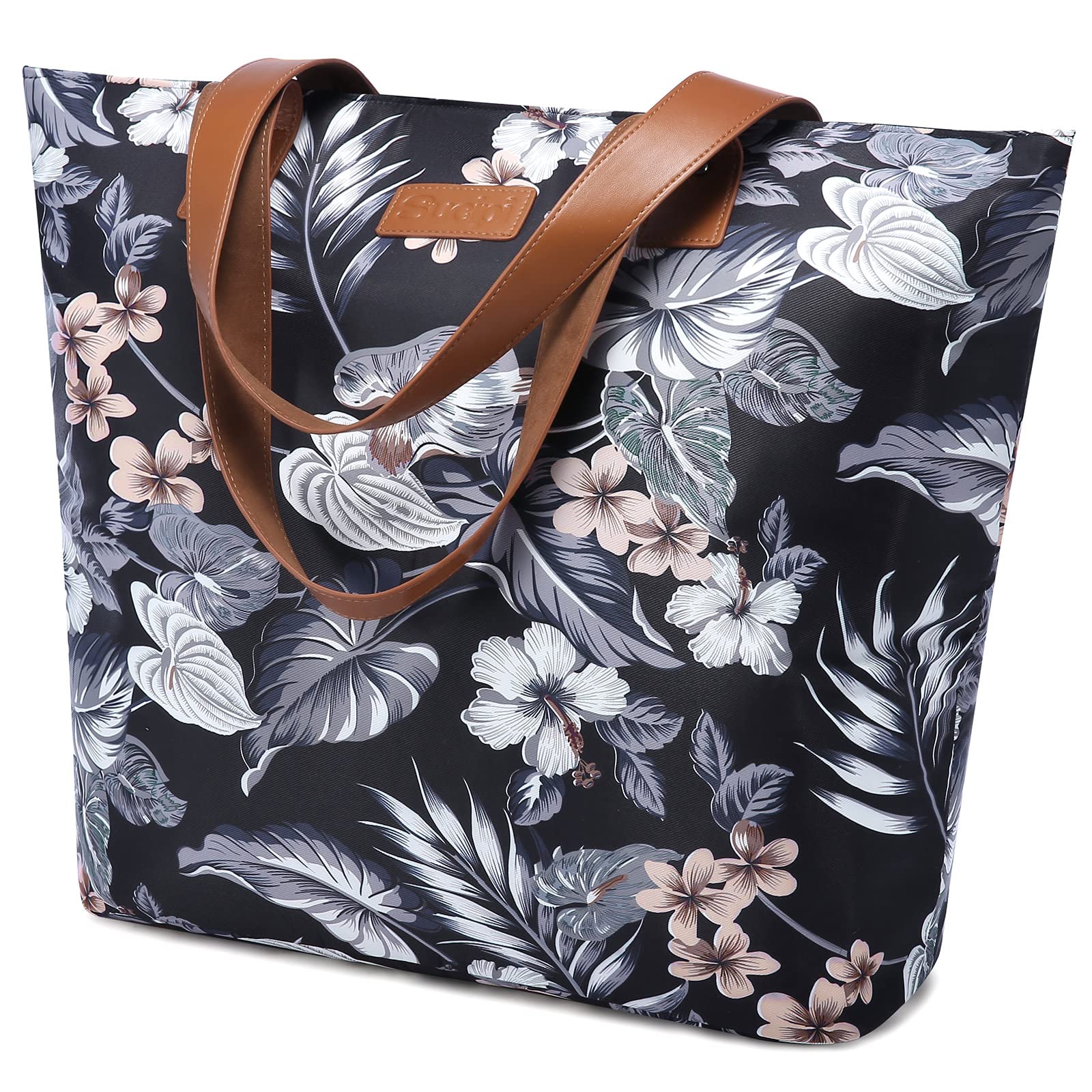 Sucipi 20L Large Insulated Cooler Bag with Thermal Foam - Black Lily Polyester Lunch Box for Picnic, Beach, Camping & Outdoor Activities