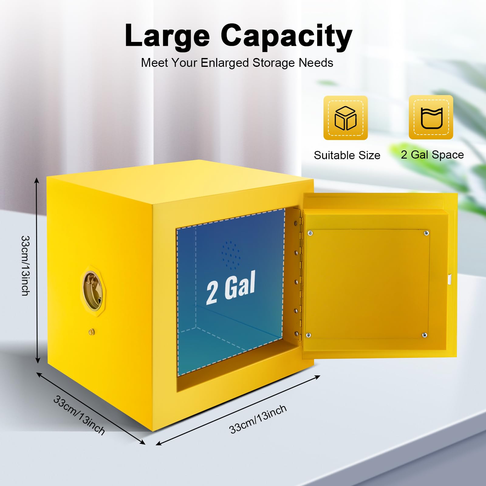 2 Gallon Flammable Storage Cabinet - Fireproof Hazardous Material Cabinet for Gasoline, Chemicals & Solvents | Heavy Duty Cold Rolled Steel Safety Cabinet with Welded Construction | OSHA Compliant for Workshop, Garage, Laboratory & Home Use (7.5L/2Gal)