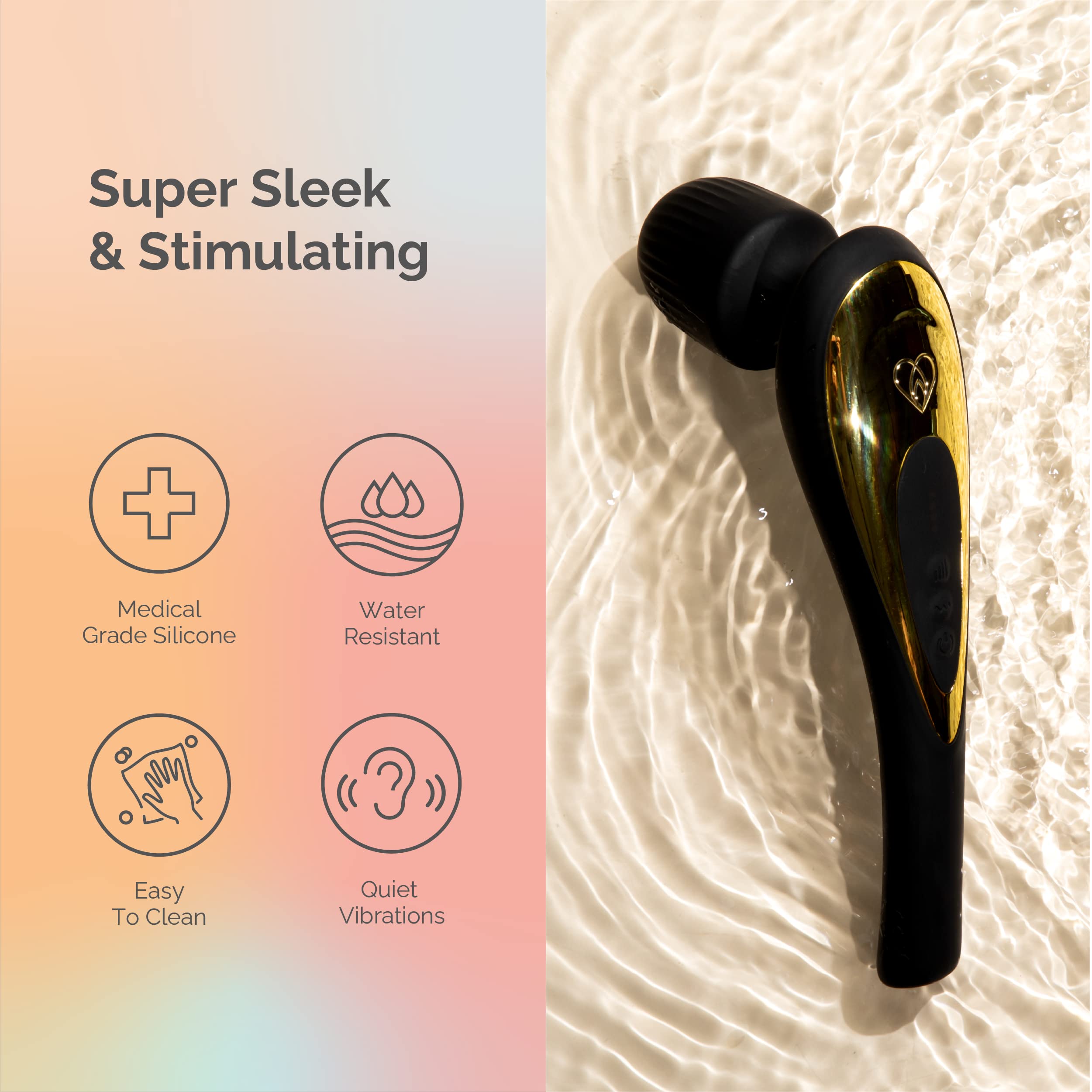 Ava EVO Ergonomic Vibrating Wand Massager - 20 Vibration Patterns & 8 Speed Settings for Women, G-Spot Stimulation | Rechargeable Waterproof Butterfly Sex Toy | Perfect for Couples Play, Solo Pleasure & Relaxation | Black Adult Sex Toy Gift for Her