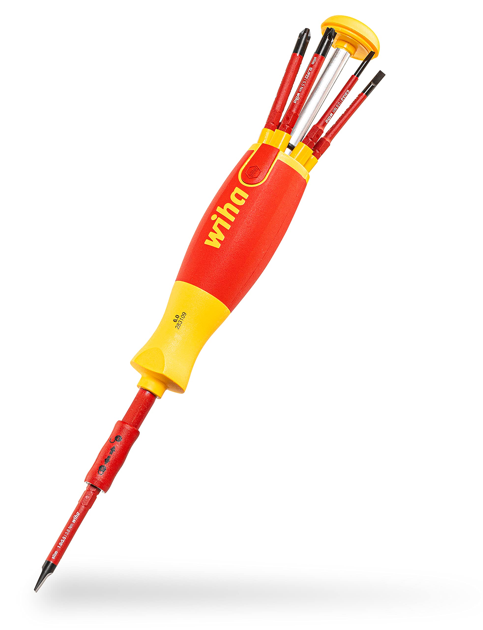 Wiha 9-Piece Hex Ball End Allen Key Set with Holder - SB 369 H9 Compact | Red/Yellow | Pozidriv Head | Nut Drivers & Screwdriver | Perfect for Electronics Repair & Home Improvement Projects