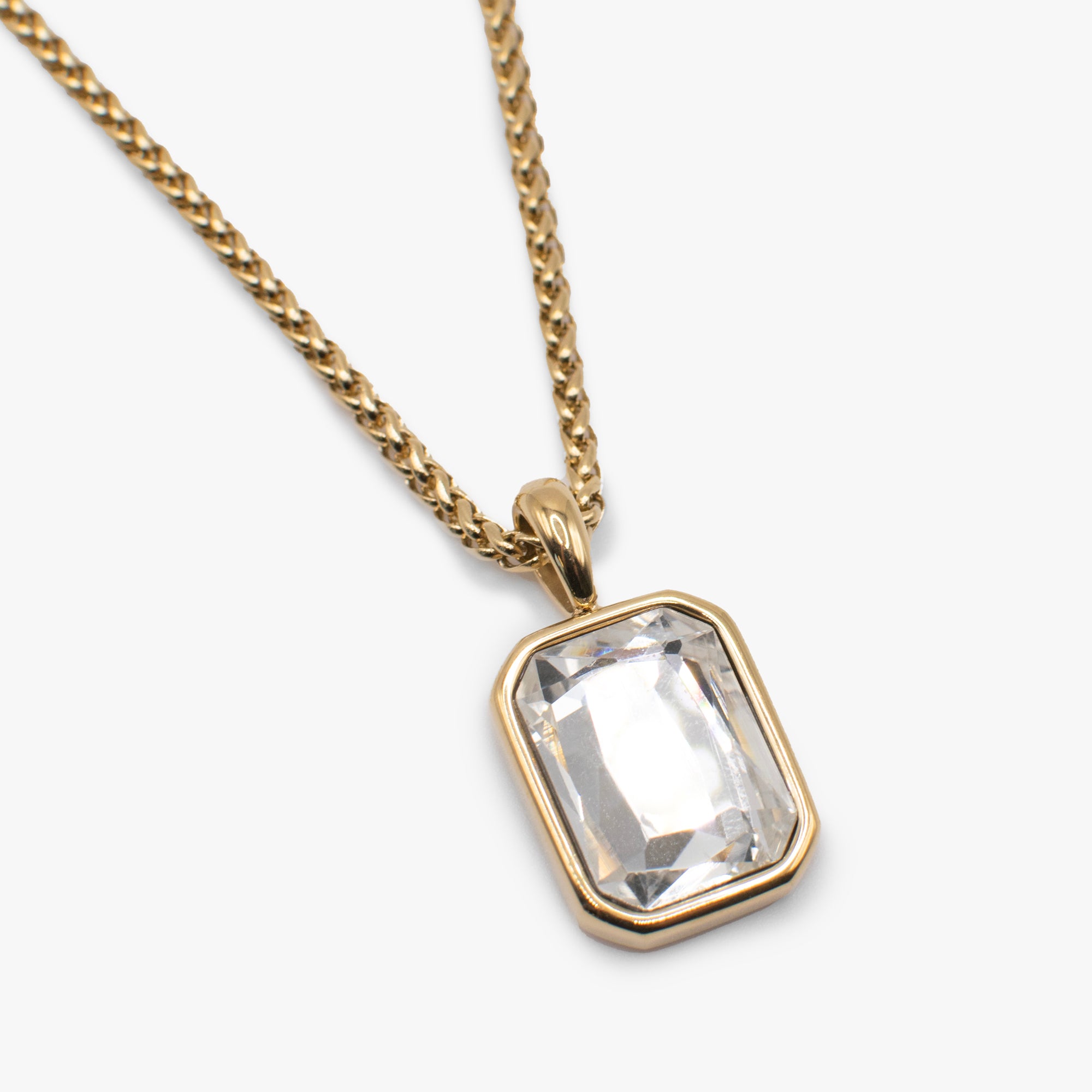 Emerald Cut Crystal Necklace for Women - Elegant Solitaire Pendant Jewelry Gift for Birthday, Anniversary & Special Occasions