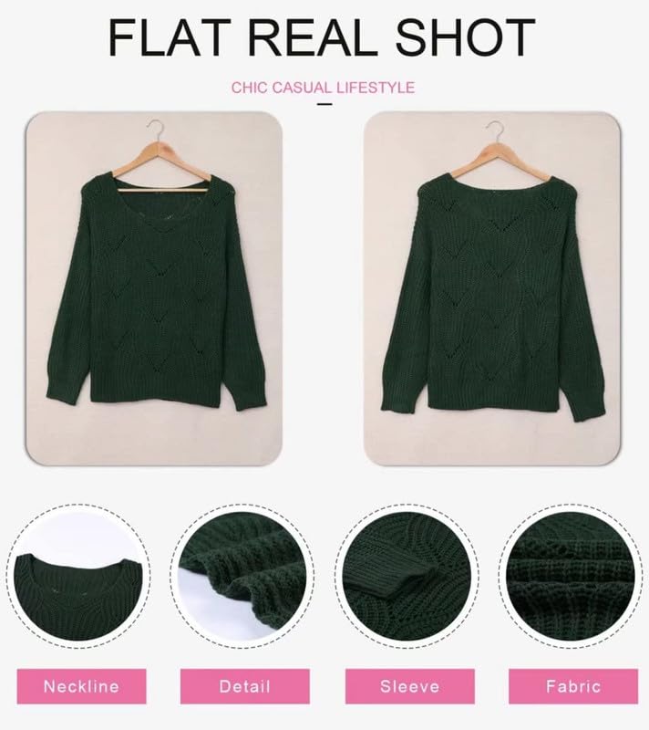 Dokotoo Women's Sweaters 2024 - Soft Crewneck Long Sleeve Cable Knit Pullover Tops for Women | Elegant Hollow Knit Design | Perfect for Fall, Winter & Office Wear
