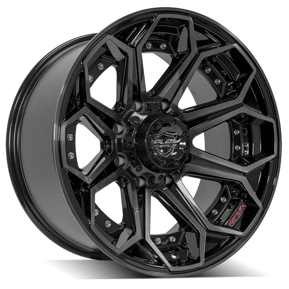 4Play Gen2 4P80R 20x10.0 Gloss Black Wheels with Brushed Face & Tinted Clear Coating - 24