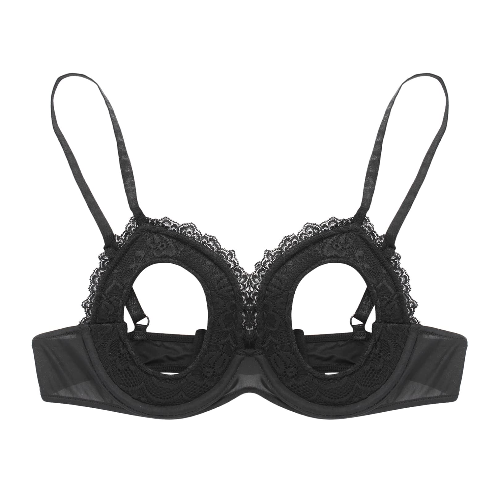 Lace Underwire Bra for Women - Padded Push Up Bralette with Cage Harness Design - Perfect for Everyday Wear, Date Night & Lingerie Fashion