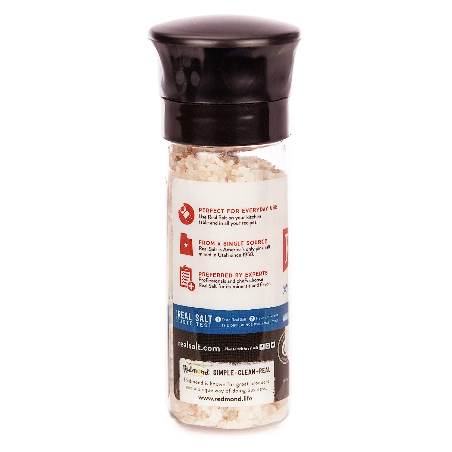 Redmond Real Sea Salt - Natural Unrefined Gluten-Free Coarse Salt with Grinder | Himalayan Pink Salt Alternative | Perfect for Cooking, Baking & Seasoning