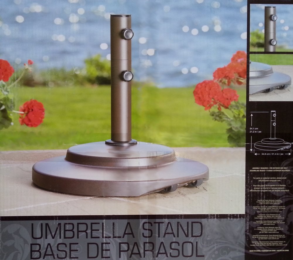 Heavy Duty Cast Iron Outdoor Patio Umbrella Base with Wheels - Sturdy Garden Stand for Sun Shade, Market Stall, Poolside, and Backyard Use #WHAXUM9