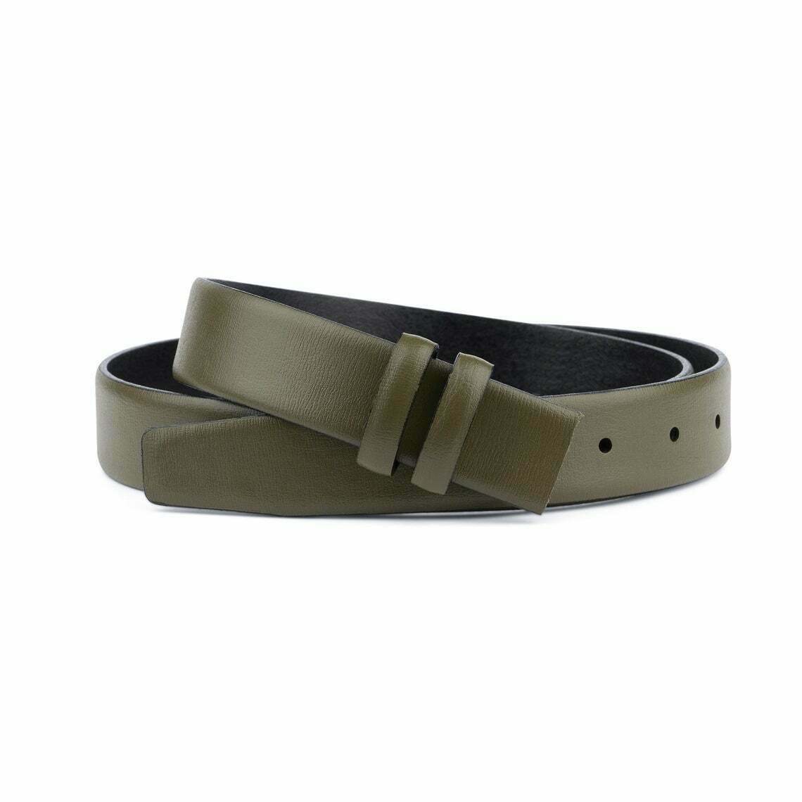 Montblanc Belt Replacement Strap 30mm - Olive Green No Buckle Strap for Men | Premium Leather Accessory for Business & Casual Wear