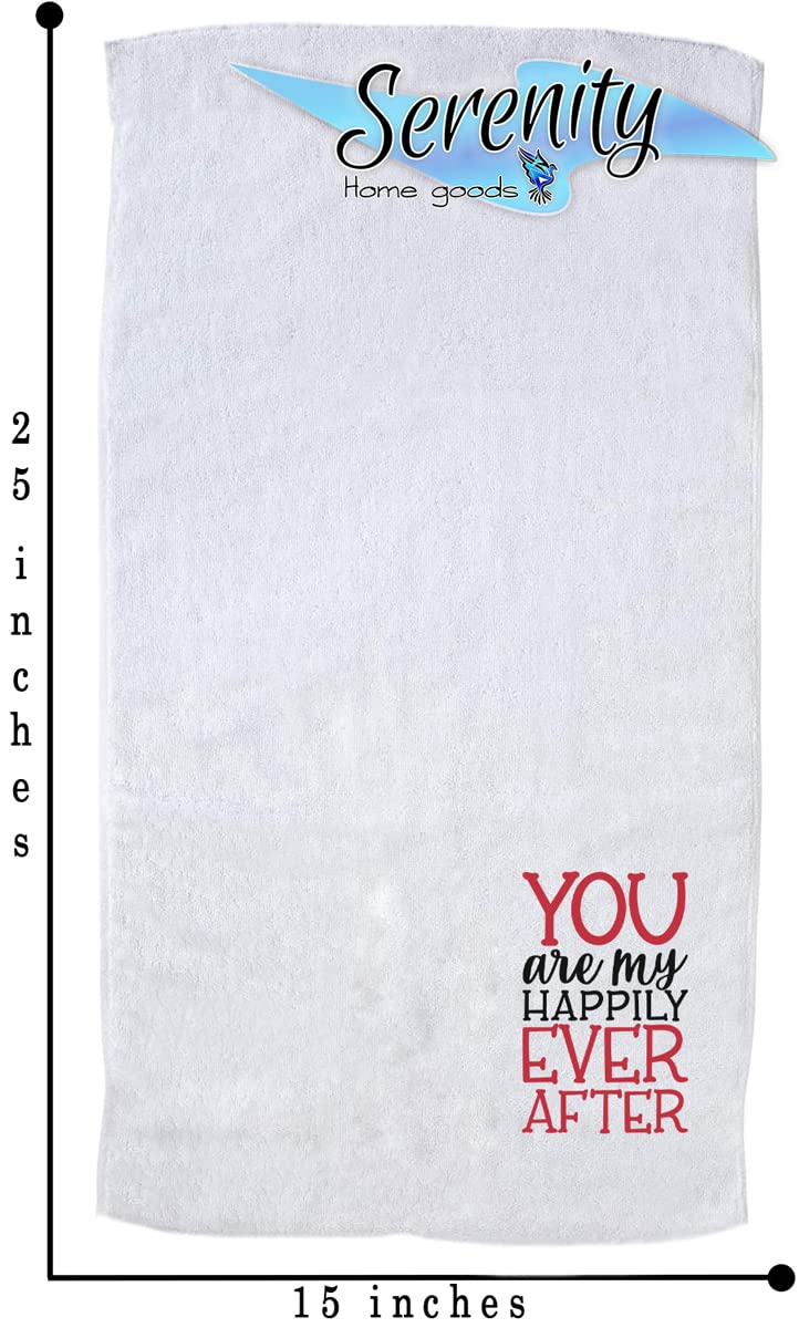 Valentine's Day Themed Decorative Hand Towel Set for Kitchen & Bathroom - White Embroidered 