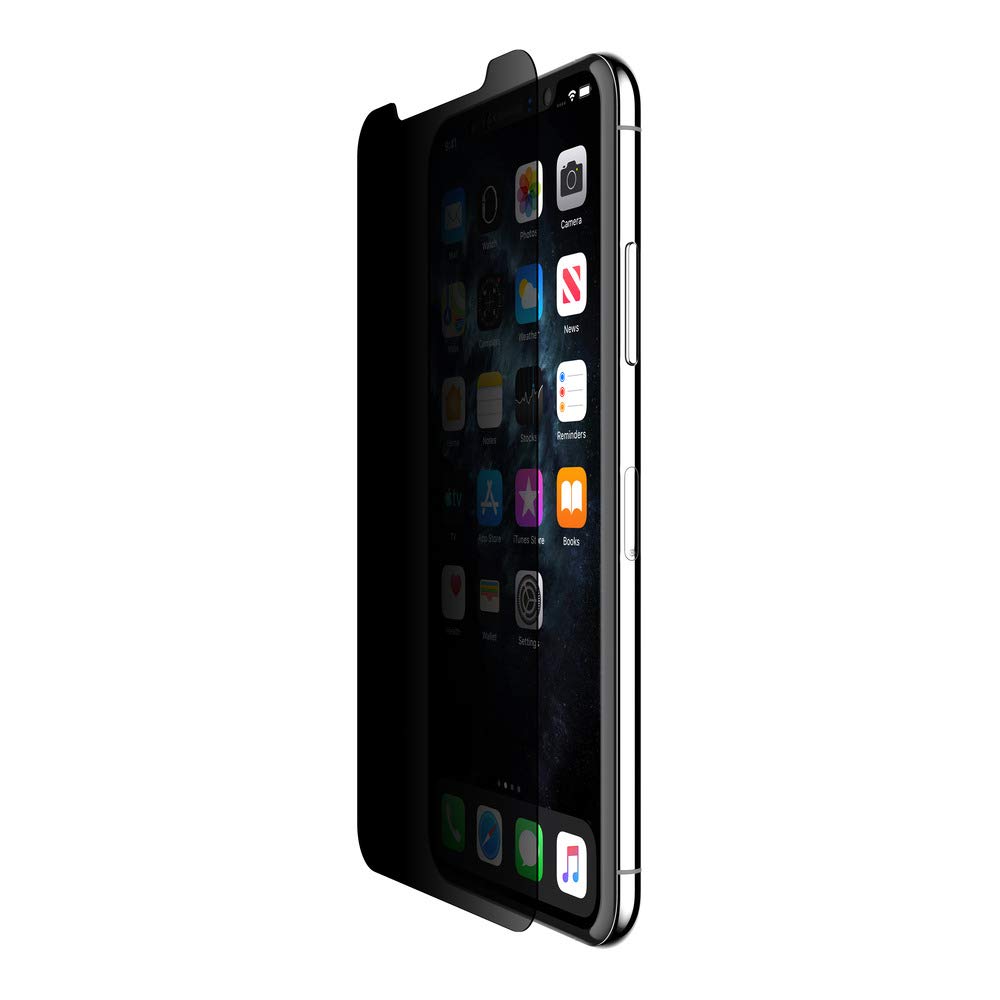 Belkin SCREENFORCE Tempered Glass Privacy Screen Protector for iPhone Xs Max & iPhone 11 Pro Max (OVA005zz) - Anti-Spy, Shatterproof, HD Clear - Perfect for Office, Travel & Privacy Protection