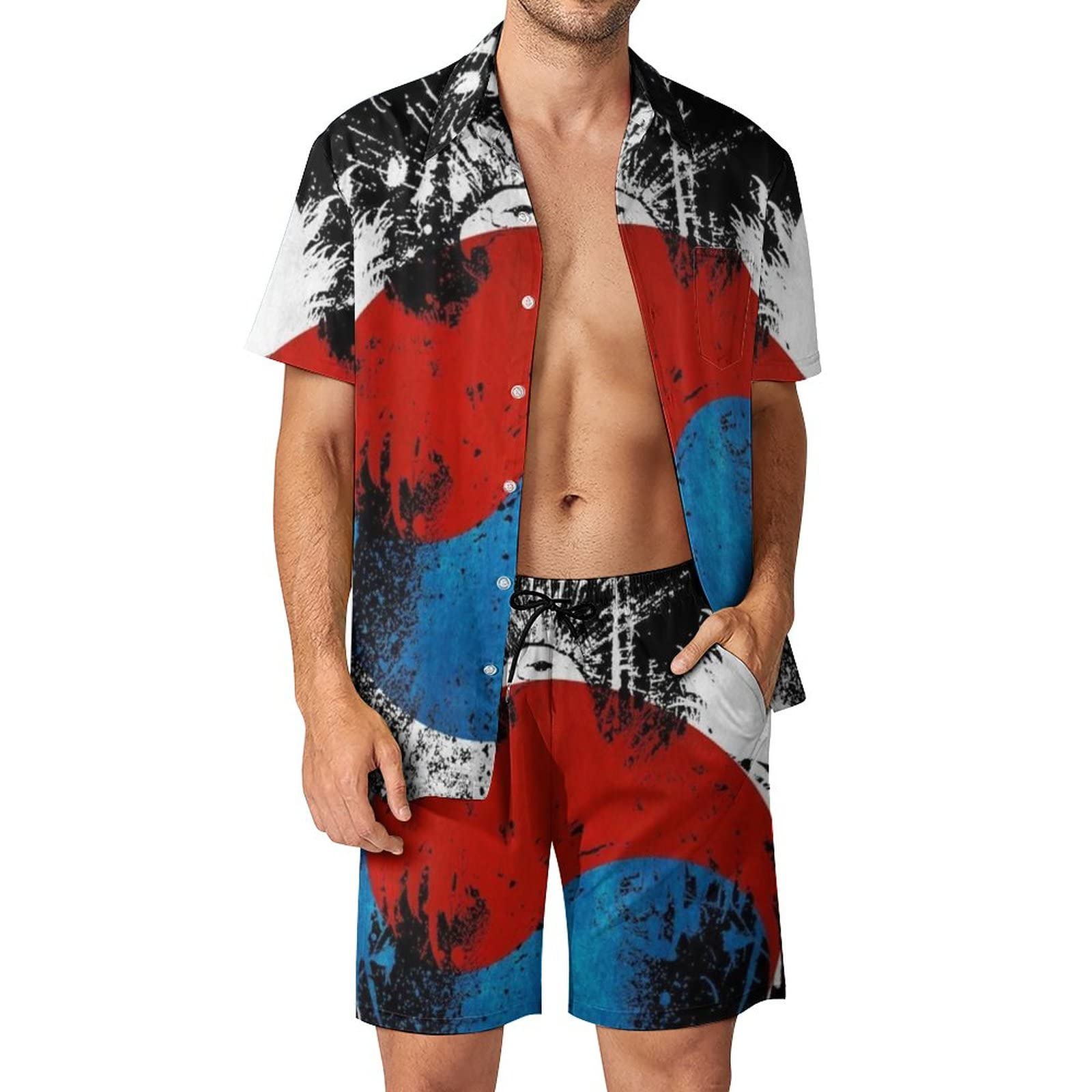 Korean Flag Men's Swim Trunks - 80s Retro Beach Shorts for Summer