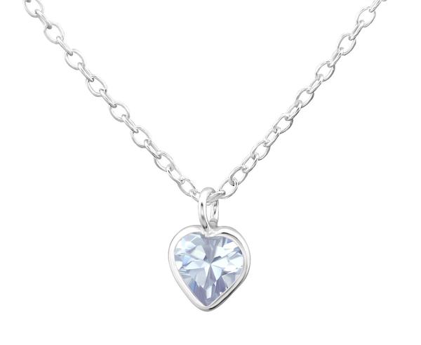 Kids' Sterling Silver & CZ Amethyst Pink Crystal Heart Pendant Necklace - Perfect for Birthdays, First Communion & Special Occasions
