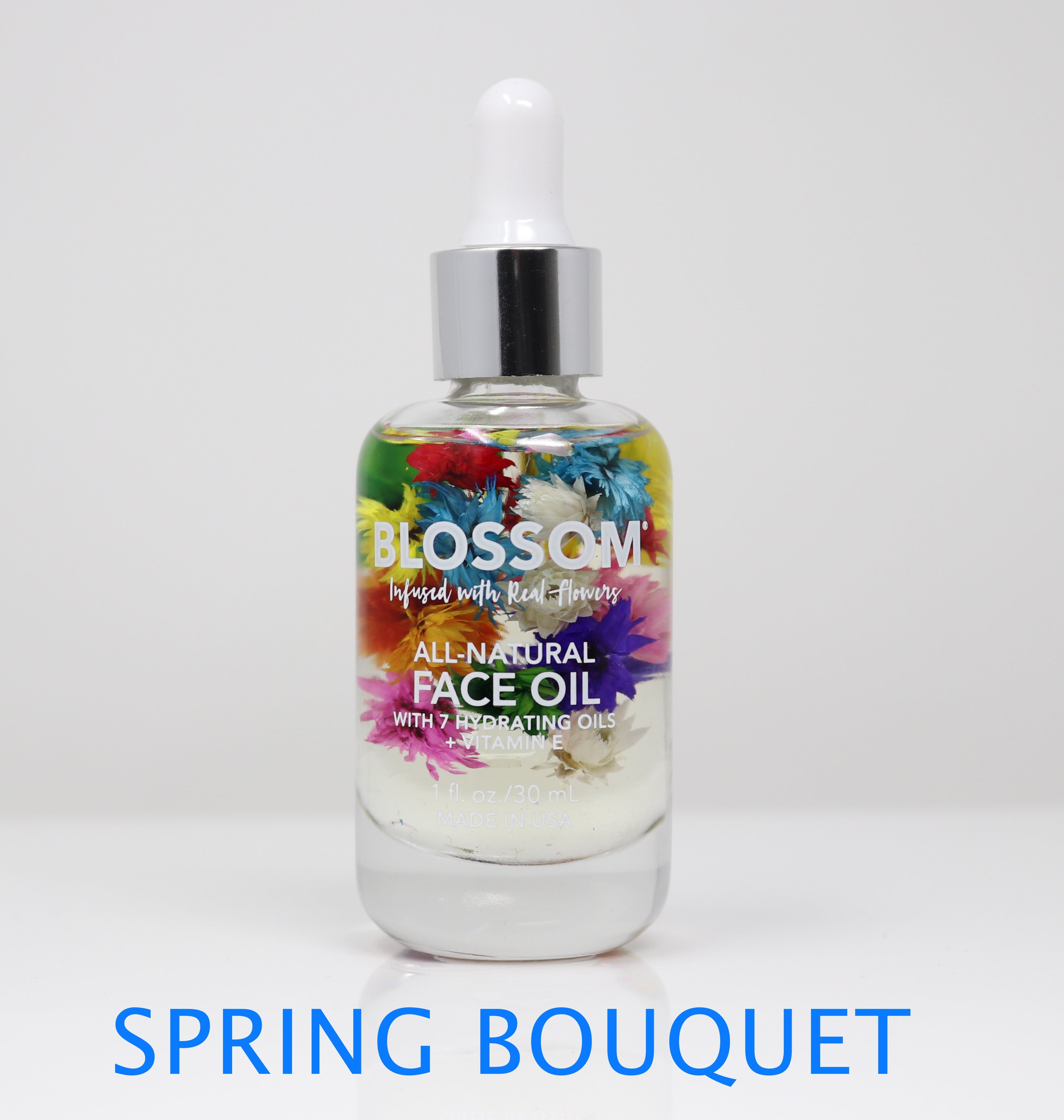 Blossom 100% All Natural Hydrating Face Oil with 9 Essential Plant & Flower Oils - 1 Oz for Glowing Skin - Perfect for Dry Skin Care & Nighttime Routine