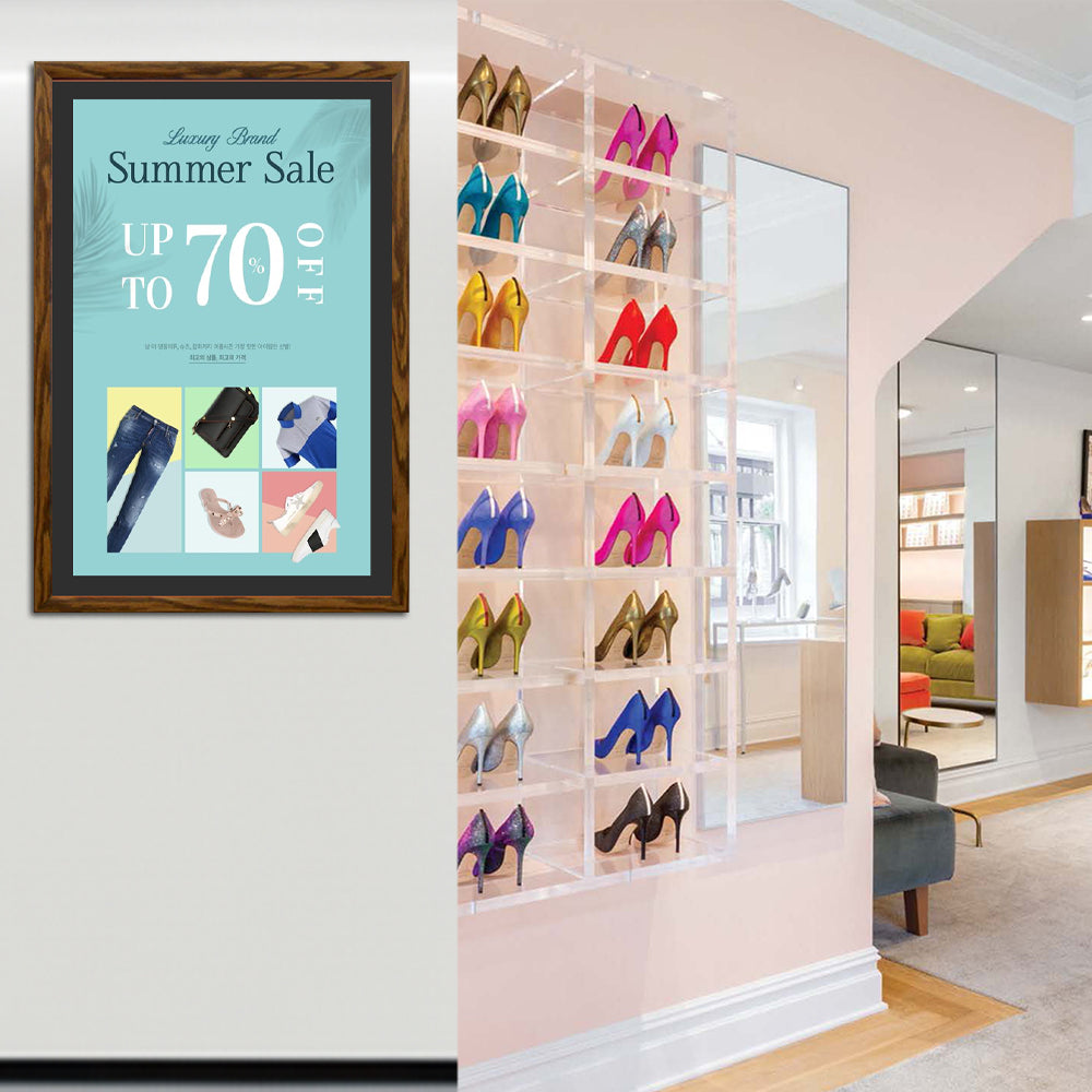 Premium 27x39 Designer Wood Snap Frames for Posters - 2 Wide Matboard Included - Perfect for Art Galleries, Home Decor & Office Displays