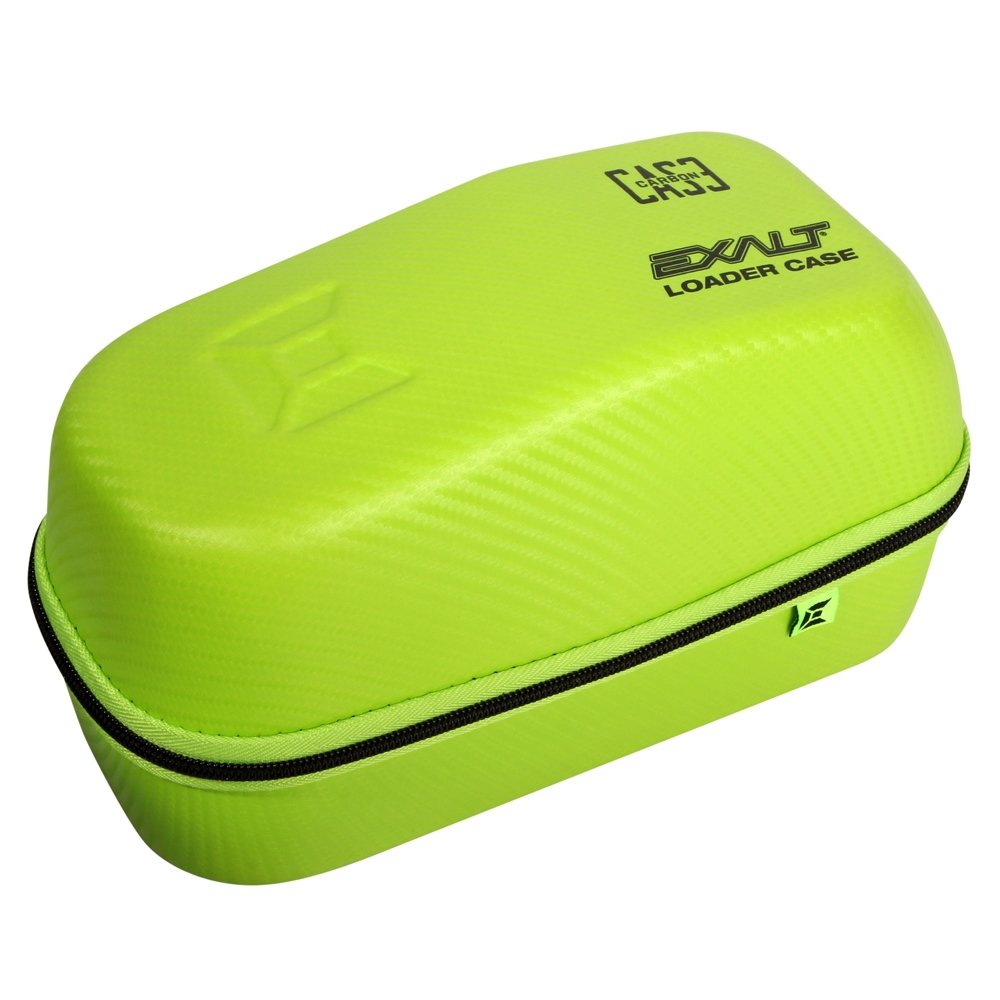 Exalt Paintball Loader Case - Universal Paintball Hopper Protective Cover - Carbon Fiber Series (Black Carbon/Lime Microfiber) - Durable Storage for Paintball Gear & Equipment - Perfect for Tournament Play & Field Protection