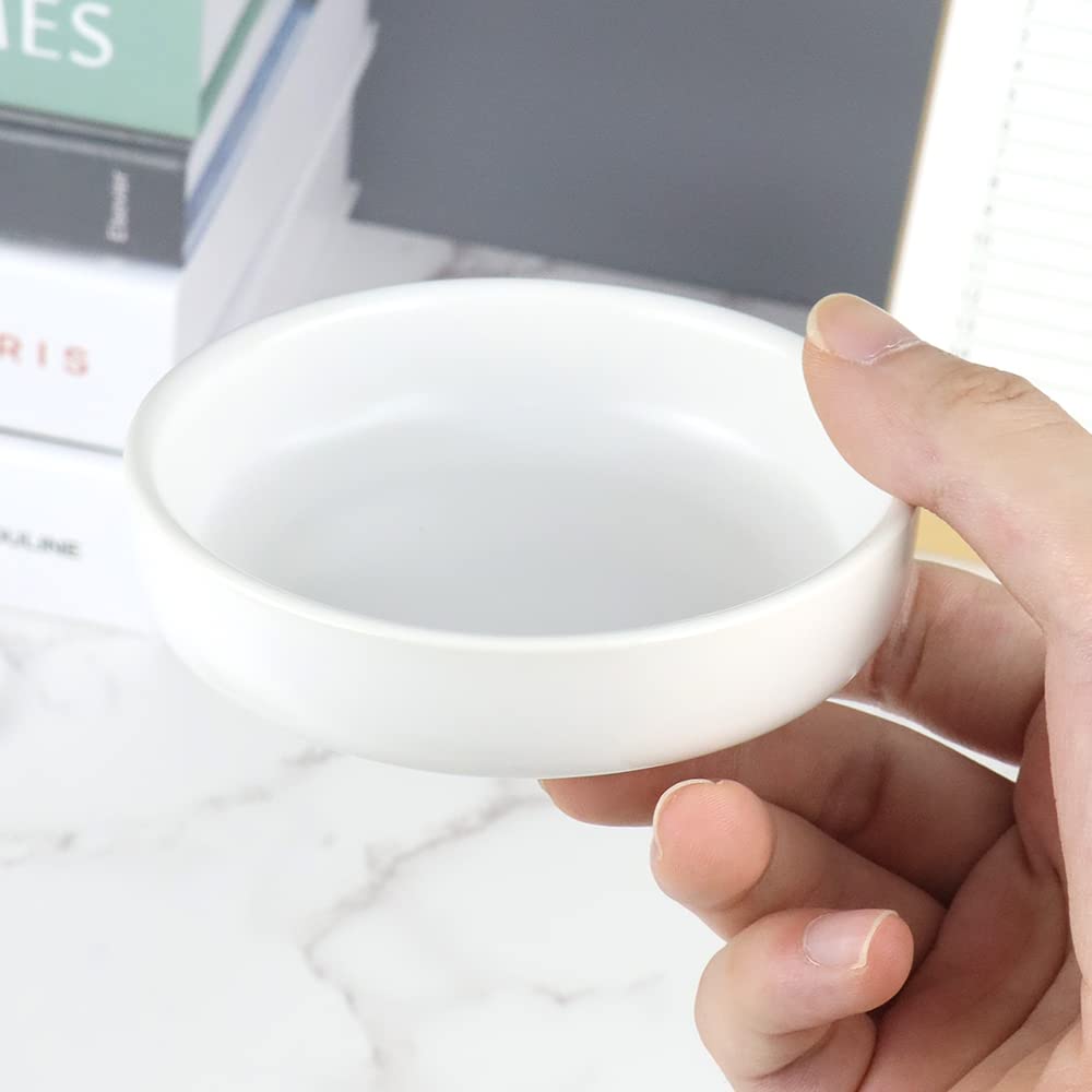 Cute White Ceramic Paper Clip Holder - Round Desk Organizer for Paperclips, Binder Clips & Push Pins | Perfect Office Accessory for Desk Organization & School Supplies