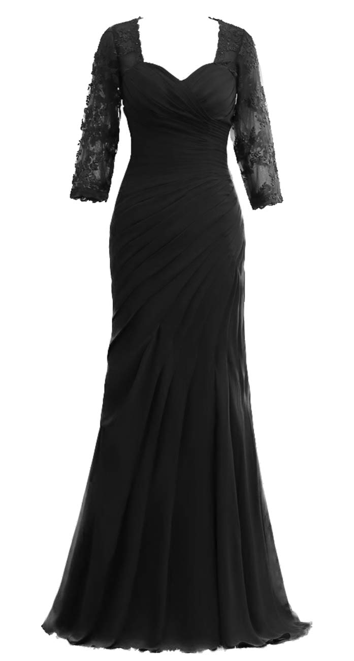 Elegant Long Sleeve Mother of The Bride Dresses - Formal Chiffon Evening Gowns for Wedding Guests & Special Occasions | Perfect for Church Ceremonies, Receptions & Black Tie Events