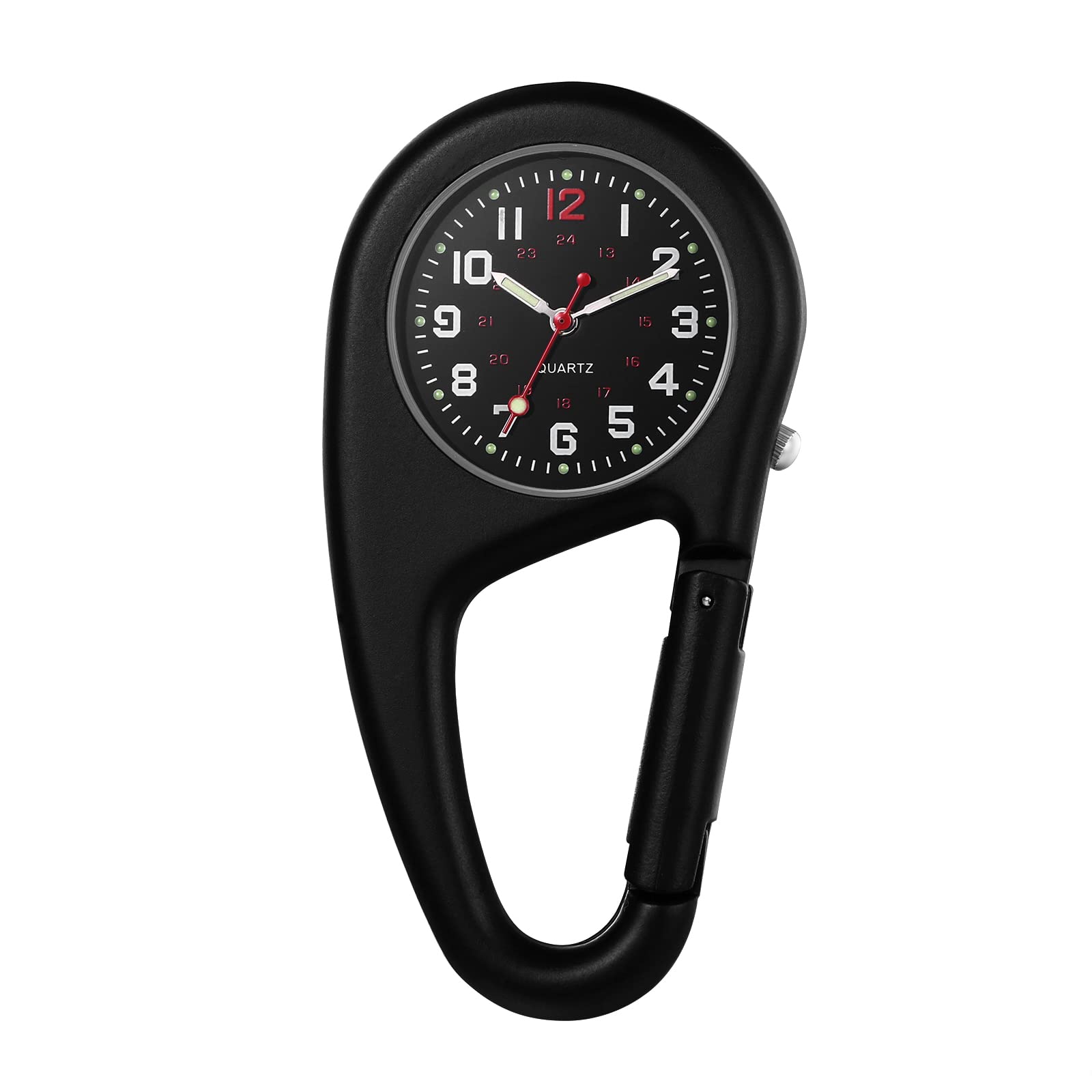 Clip on Watch Carabiner - Glow in The Dark Waterproof Pocket Watch for Men & Women | Perfect for Doctors, Nurses, Hiking & Outdoor Activities | Novelty Fob Watch with Carabiner Clip